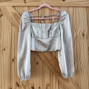 SATIN PINTUCKED CROP TOP